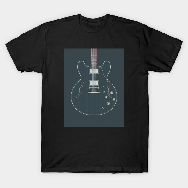 Dark 335 Hollow Body Guitar T-Shirt by milhad